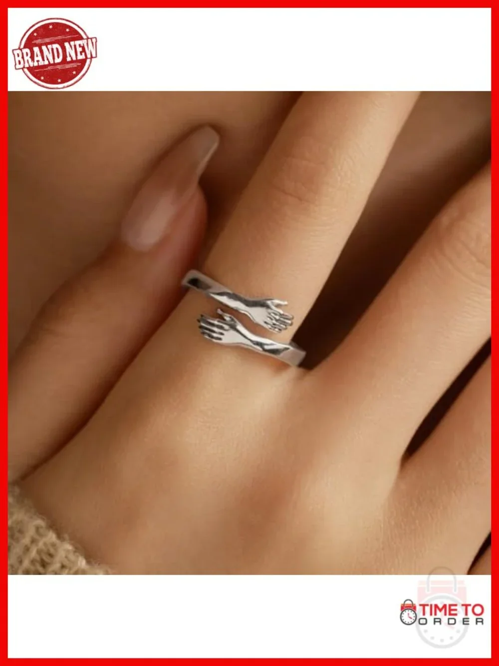 925 Sterling Silver Hug Rings Women Adjustable Friendship Ring